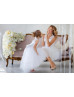 White Lace Tulle High Low Flower Girl Dress